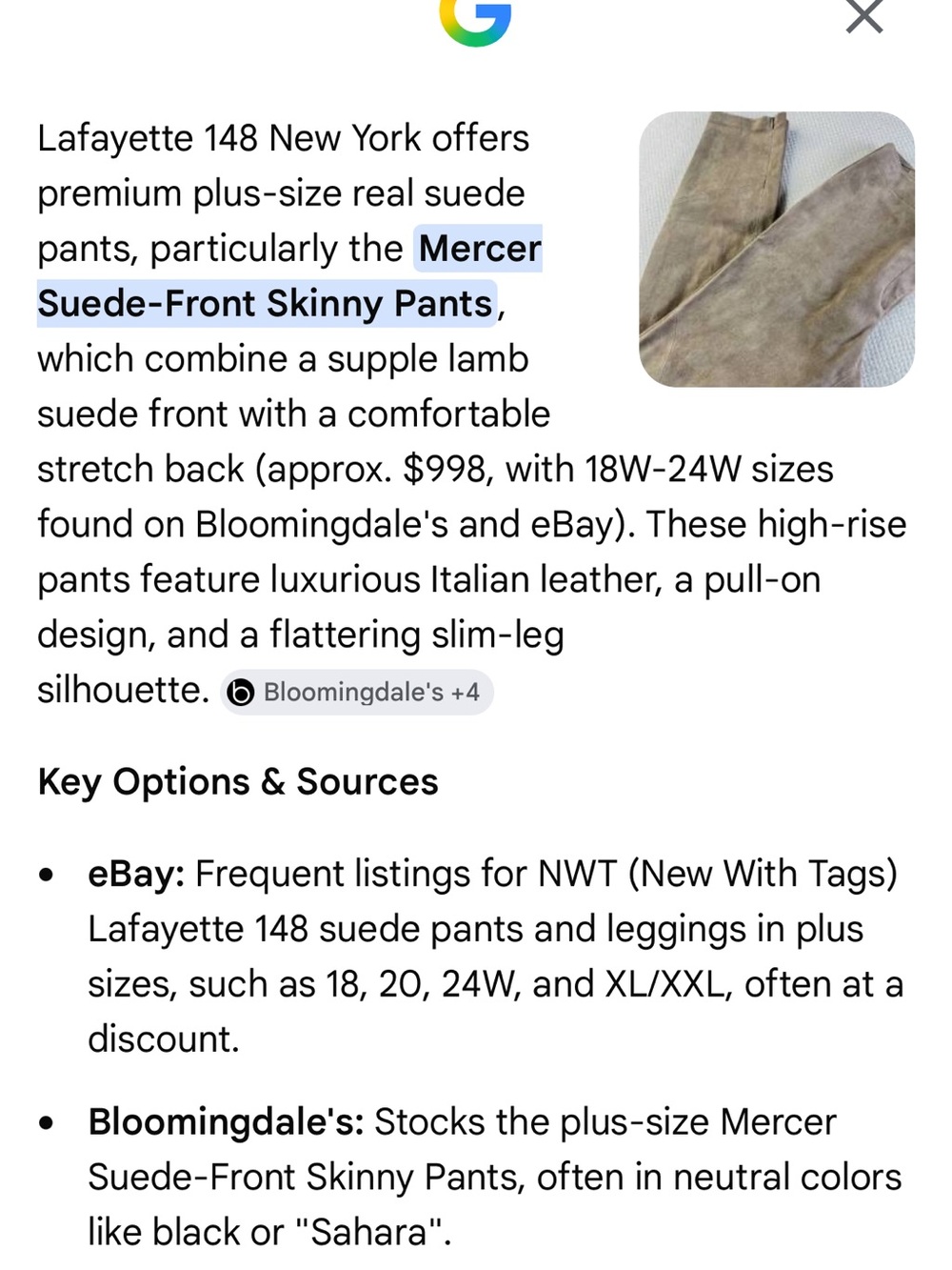 Lafayette Mercer 148 genuine suede front (100% real) ) pants 2XL - Picture 2 of 8